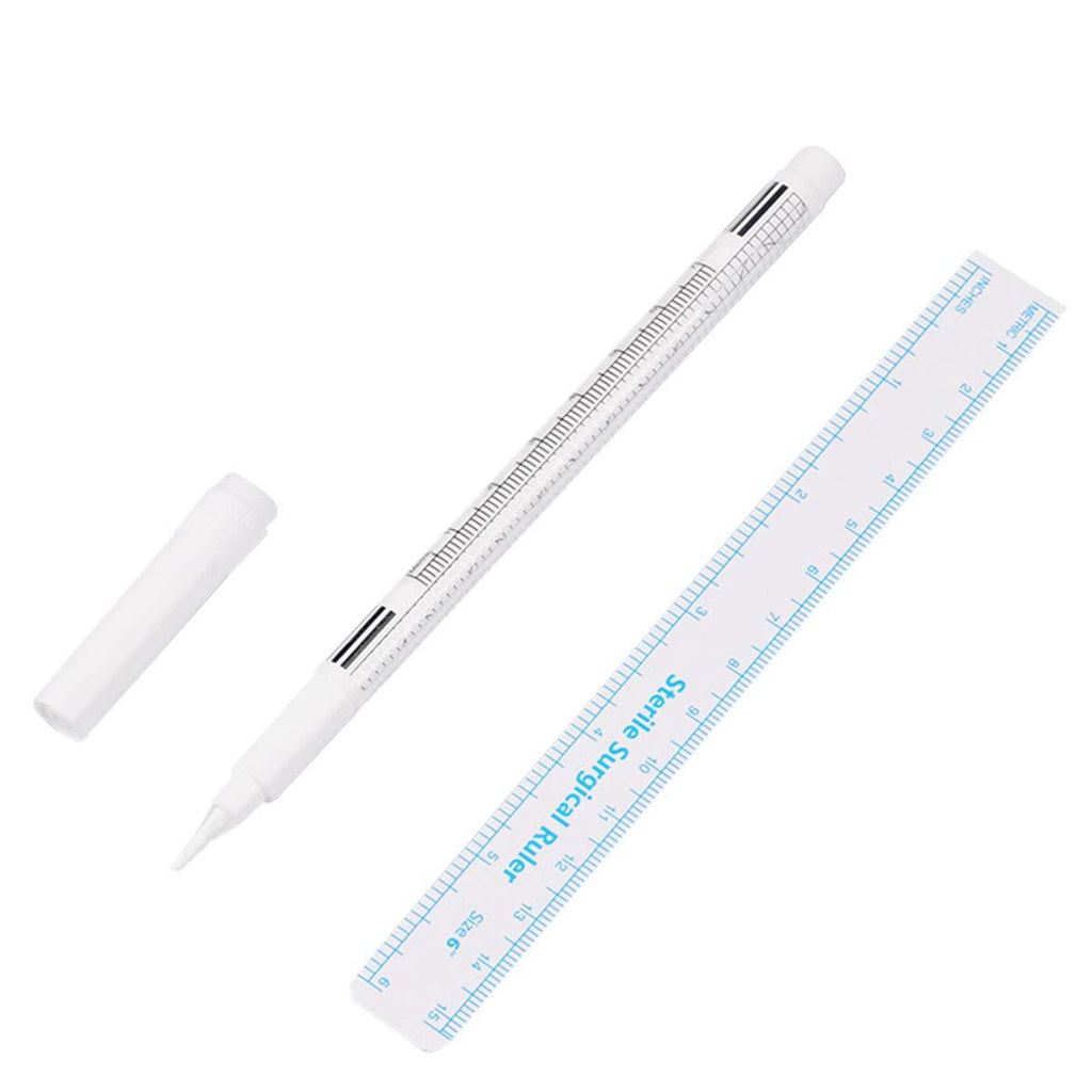 [Australia] - Microblading White Marker Pen Eyebrow Permanent Makeup Position Mark Tools with Ruler (2PCS) 2PCS 