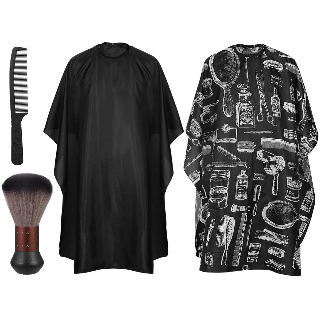 [Australia] - Salon Barber Cape with Snap Closure, Frcolor 2 Pack Professional Hair Cutting Cape with Neck Duster Brush and Black Hair Comb 