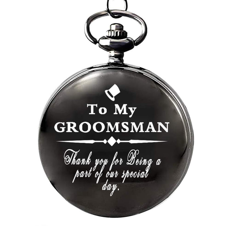 [Australia] - Gifts for Groomsman from Groom Pocket Watch to My Groomsman White Dial for Groomsman, Wedding Gifts for Men，Engraved Pocket Watch with Gift Box for Men 