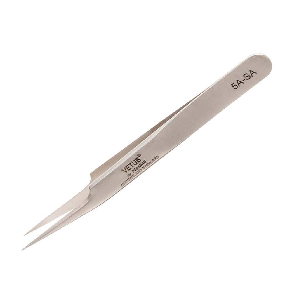 [Australia] - Vetus Tweezer Stainless Steel Non-magnetic Curved Pointed Tip Precision Eyelash Eyebrow Extensions Lashing Tool (5a-sa) 5a-sa 