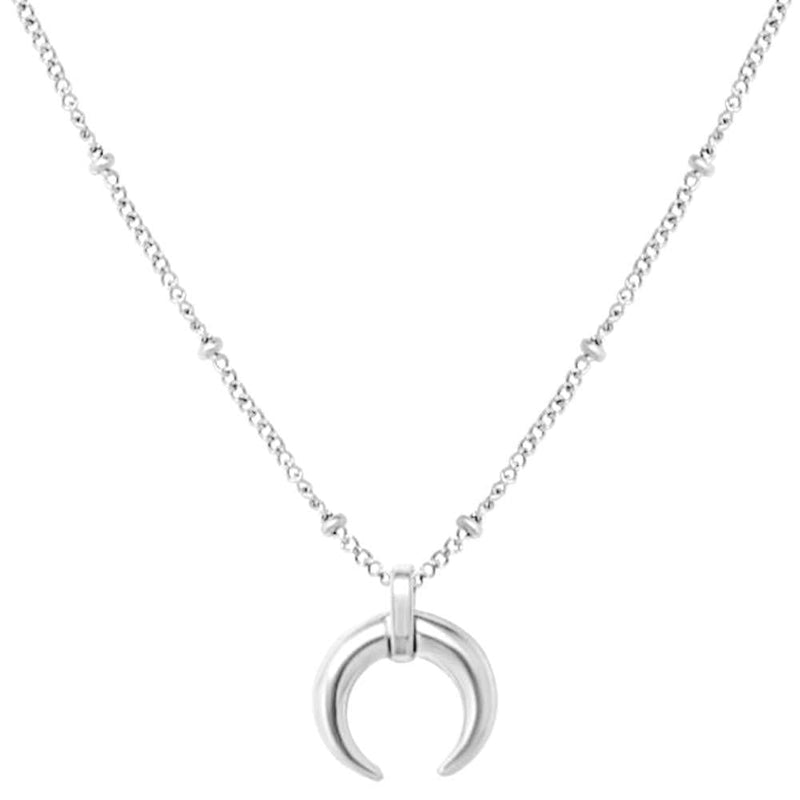 [Australia] - Jude Jewelers Stainless Steel Moon Crescent Half Circle Charm Statement Anniversary Colloar Necklace Silver 