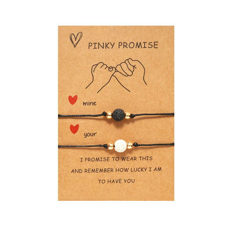 [Australia] - Pinky Promise Couples Bracelets for Boyfriend Girlfriend Gifts Long Distance Relationships Matching Bracelets for Him and Her A-Oil-bead 