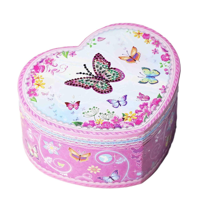 [Australia] - Dudubuy Butterfly Flowers Garden Musical Jewelry Box Heart Shaped Design Elise Girl Sweet Butterfly Garden 