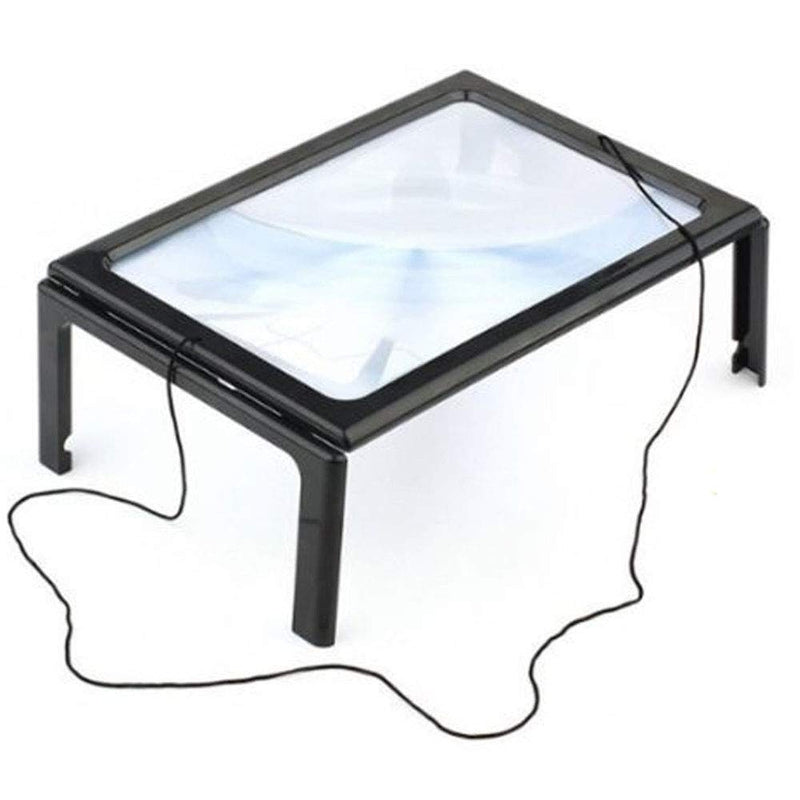 [Australia] - 3X Large Full Page Magnifier with 12 LED Lights[Provide Evenly Lit Viewing Area], Foldable Flip-Out Legs, Dual Power Supply Modes- Ideal for Hands Free Reading, Low Vision, Seniors with Aging Eyes 