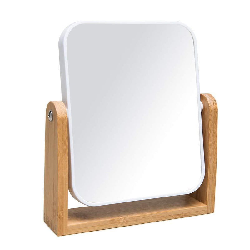 [Australia] - YEAKE Vanity Makeup Mirror with Natural Bamboo Stand,8 Inch 1X/3X Magnification Double Sided 360 Degree Swivel Magnifying Mirror,Portable Table Desk Countertop Mirror Bathroom Shaving Make Up Mirror 7.2"L x 6"W(rectangle) 