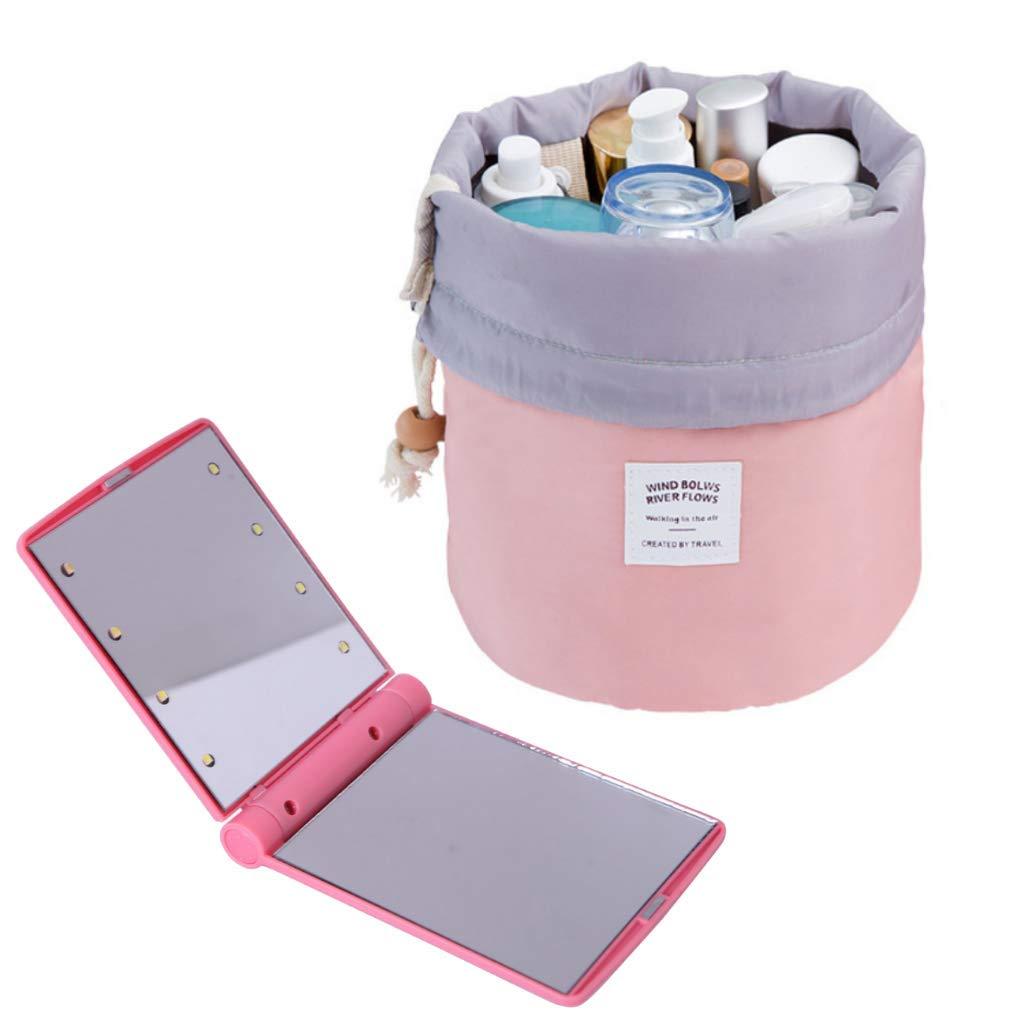 [Australia] - travel cosmetic bag withe mirror (pink) pink 
