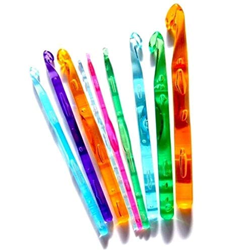 [Australia] - COPYLOVE 9pcs/Set Multi-Coloured Acrylic Plastic Crochet Hooks, Crystallites Acrylic Crochet Hook Set with Ergonomic Handles 
