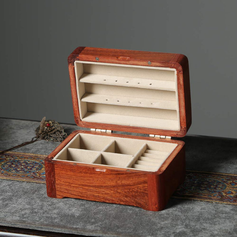 [Australia] - Wooden Jewelry Box Small Jewelry Storage Case For Necklace Earring Rings Handcrafted Vintage Portable Wood Jewelry Organizer Box,Best Christmas & Birthday Gift for Women & Girls (Precious Wood) 