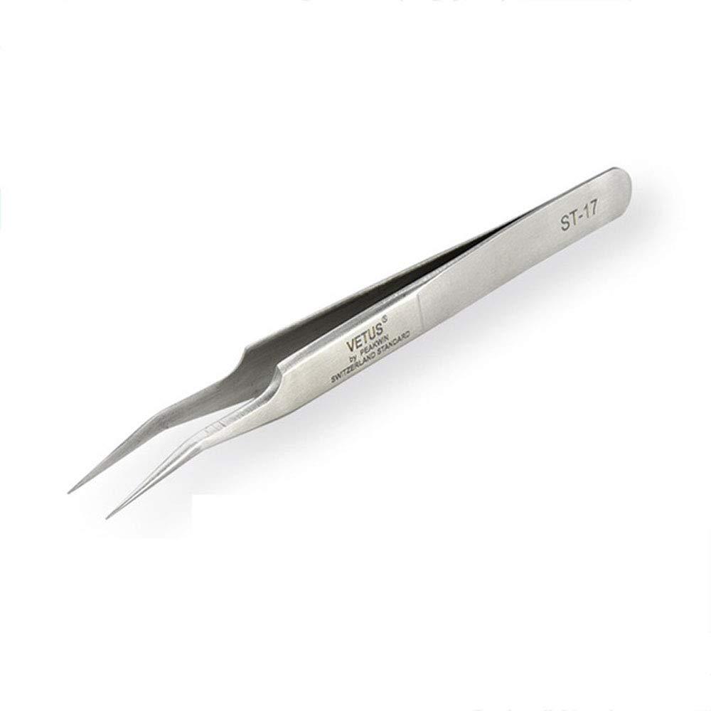 [Australia] - Vetus Tweezer Professional Tweezers Tool Non-magnetic Stainless Steel Curved Slant Tip Eyelash Eyebrow Tool (ST-17) ST-17 
