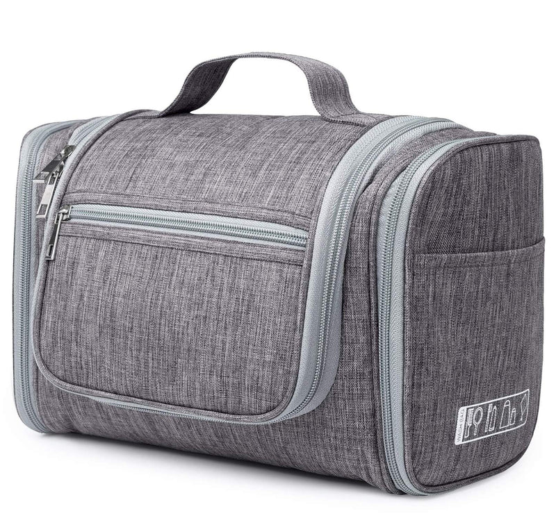 [Australia] - Extra Large Hanging Toiletry Bag Travel Cosmetic Organizer Shower Bathroom Bag for Men Women Water-resistant (Grey Denim) Grey Denim 