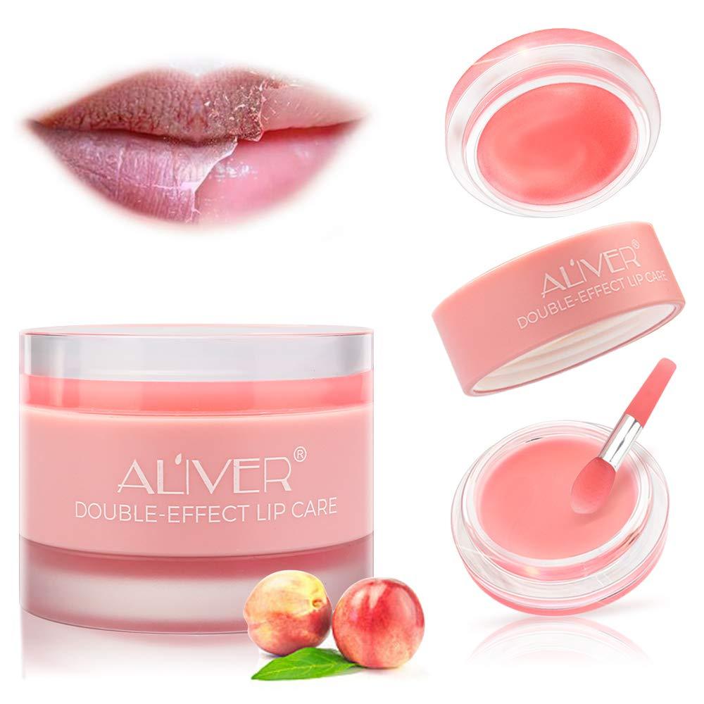 [Australia] - Lip Sleep Mask with two kinds of effective collagen peptide, lip scrub to remove dead skin and intensive lip repair treatment,a Lip mask for dry peeling lips, a lip balm for lip care (Peach) Peach 