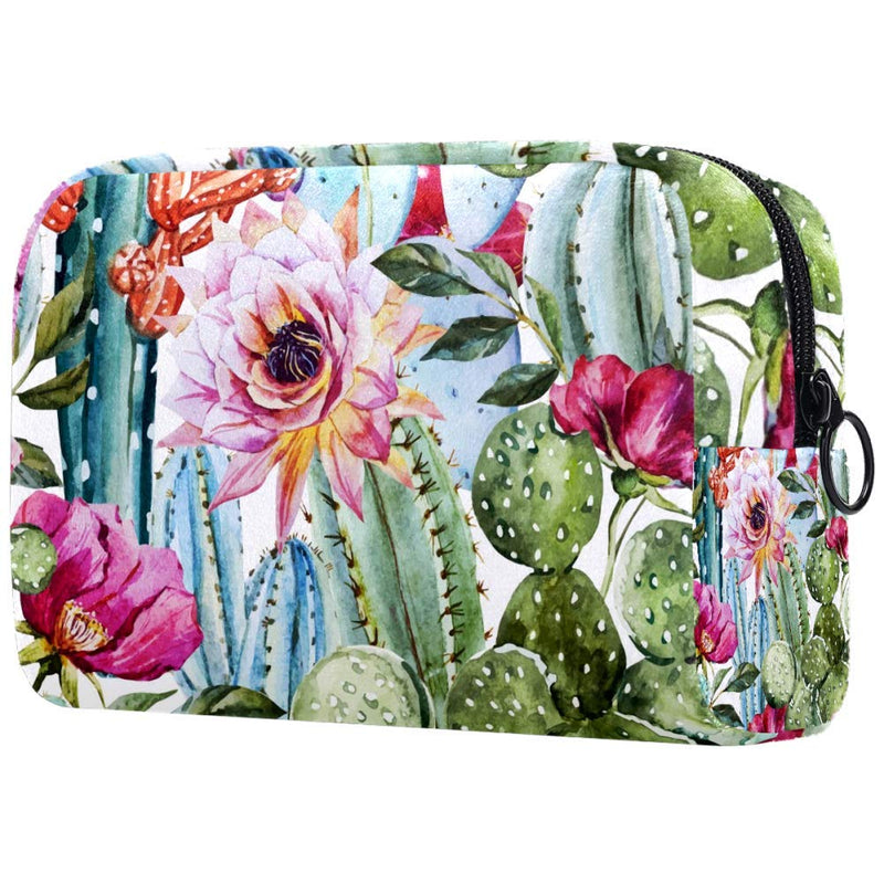 [Australia] - Watercolor Flowers Roses And Cactus Cosmetic Bag Travel Makeup Bag for Women Girls Zippered Pencil Case Pen Pouch Storage Holder Box Stationery for Office School Multi-colored 4 