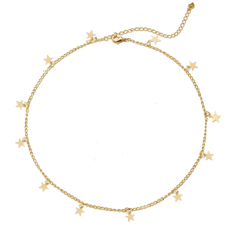 [Australia] - HUASAI Star Choker Necklace for Women Girls Delicate Handmade Gold Plated Brandy Melville Necklace Set Dainty Jewelry 