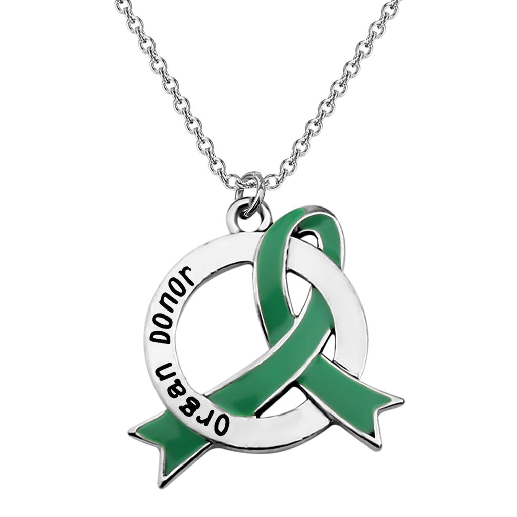 [Australia] - CENWA Organ Donors Green Ribbon Charm Necklace Organ Donor Gift Organ Donation Awareness Kidney Donor Thank You Gift ribbon necklace 