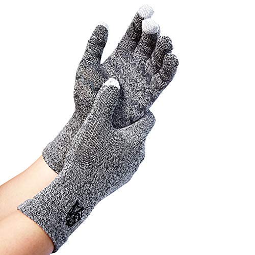 [Australia] - Vital Salveo Full Finger Touchscreen Arthritis Gloves NonSlip Carpal Tunnel-Pair-Light Grey-M Light Grey Full Finger-M 