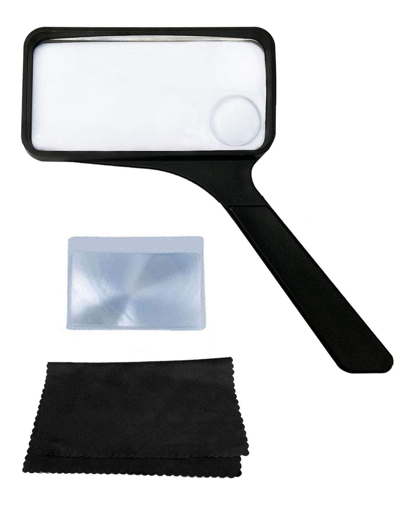 [Australia] - Rectangular Large Magnifying Glass Higher Magnification Macular Degeneration Magnifier Glass Lens Reading Small Print Bonus Cleaning Cloth Card Magnifier MagDepo 