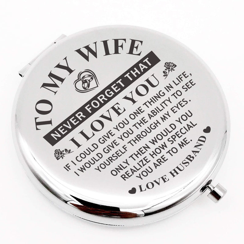 [Australia] - Warehouse No.9 Romantic Personalized Travel Pocket Compact Pocket Makeup Mirror Wife Gift from Husband for Wedding Anniversary Birthday Christmas Thanksgiving Day Gift 