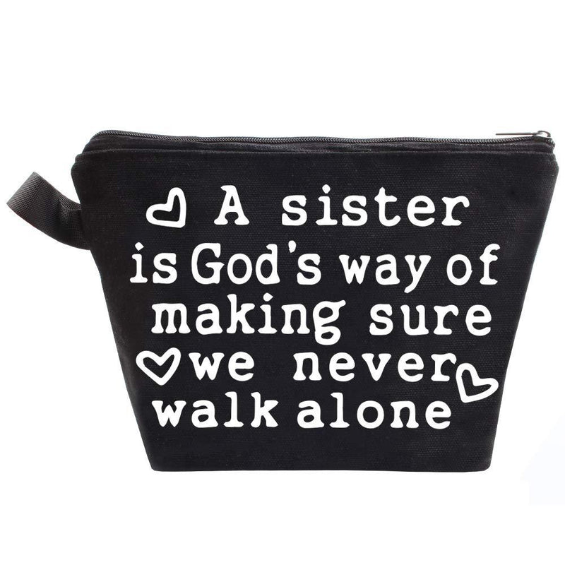 [Australia] - HomeLove Inc. A Sister is God's Way of Making Sure We Never Walk Alone Black Cosmetic Makeup Travel Bag Toiletry Kit Sister Gifts 