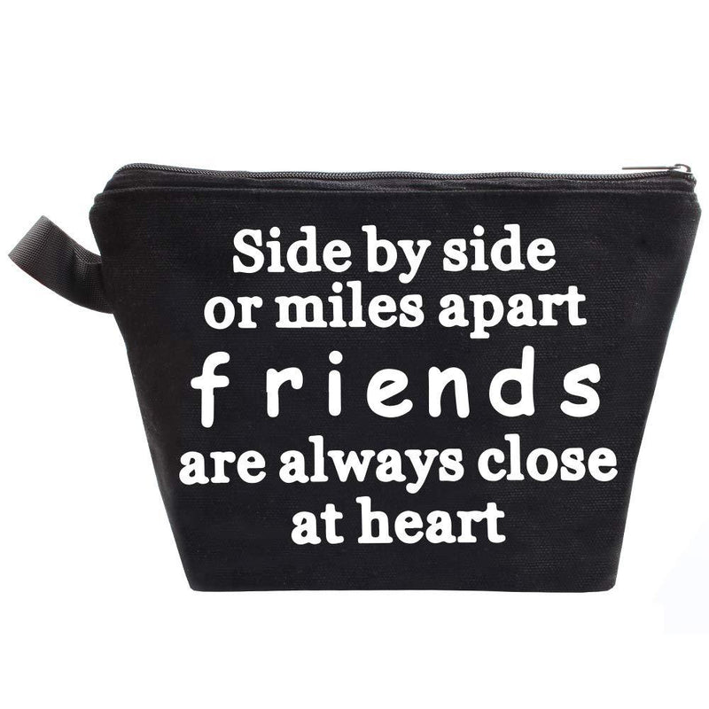 [Australia] - HomeLove Inc. Side By Side or Miles Apart Friends Are Always Close at Heart, Inspirational Black Cosmetic Makeup Bag Gift 