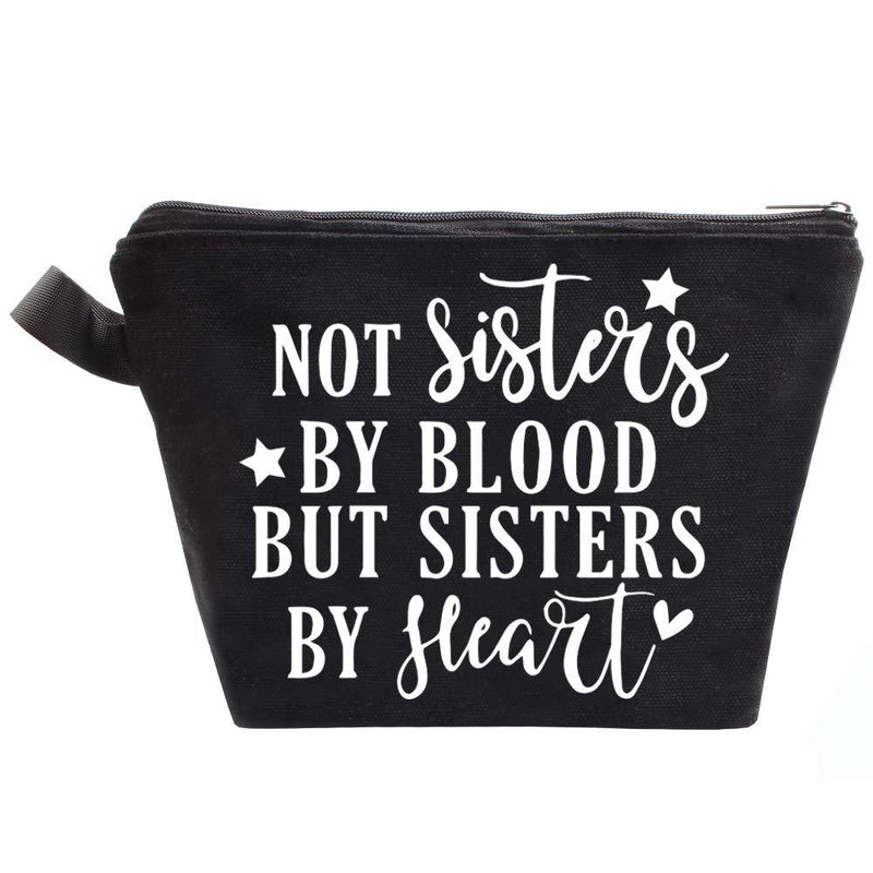 [Australia] - HomeLove Inc. Not Sisters by Blood but Sisters by Heart Black Cosmetic Makeup Travel Bag Toiletry Kit Inspirational Sister Gifts 