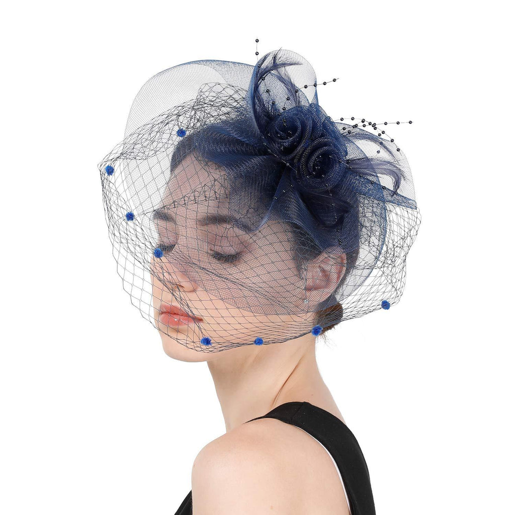 [Australia] - Ws&Wt Fascinator Hat for Women Tea Party Wedding Kenturky Derby Navy-02 