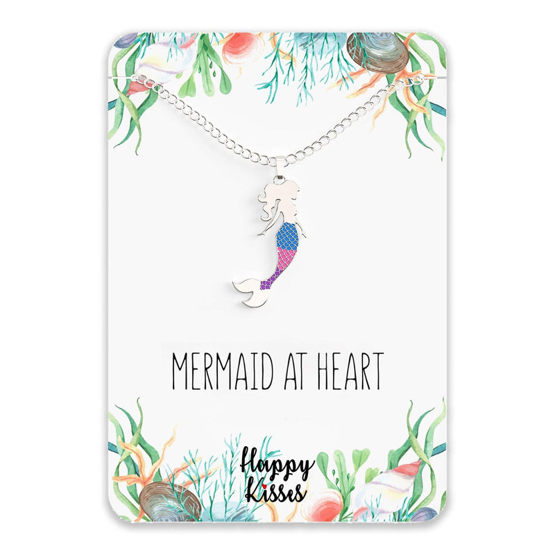 [Australia] - Mermaid Necklace – Cute Mermaid Gift Charm for Women, Girls & Teens – “Mermaid at Heart” Message Card 