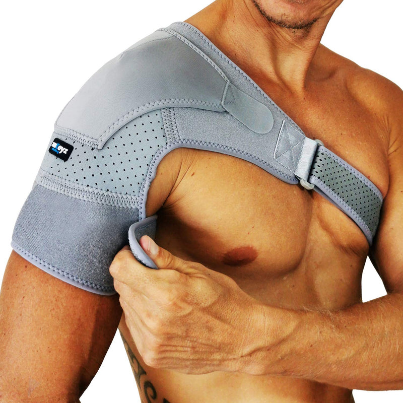 [Australia] - ZENKEYZ Shoulder Brace for Men & Women, Shoulder Immobilizer for Torn Rotator Cuff, Tendonitis, Dislocation, Pain, Neoprene Shoulder Compression Sleeve Wrap (Gray, Small/Medium) Small/Medium (Pack of 1) Gray 