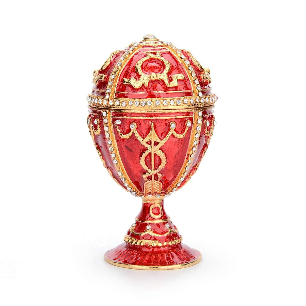 [Australia] - QIFU Faberge Egg Style Hand Painted Trinket Box with Hinged, Classic Ornaments to Store Jewelry, Unique Easter Day Gift Red 
