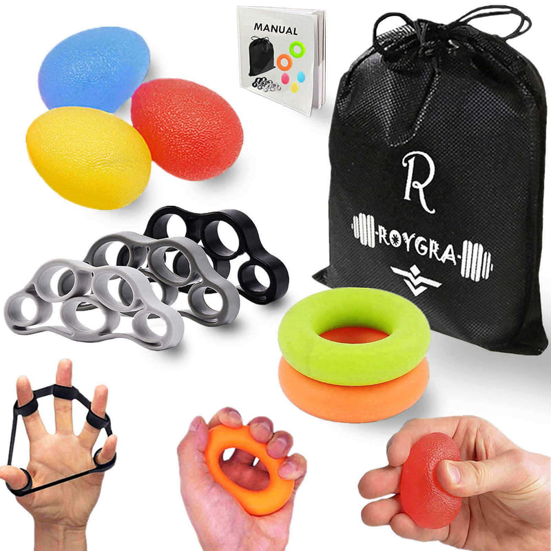 [Australia] - roygra Hand Exerciser, Finger Strengthener, Different Resistance Kit - 8 Pack 