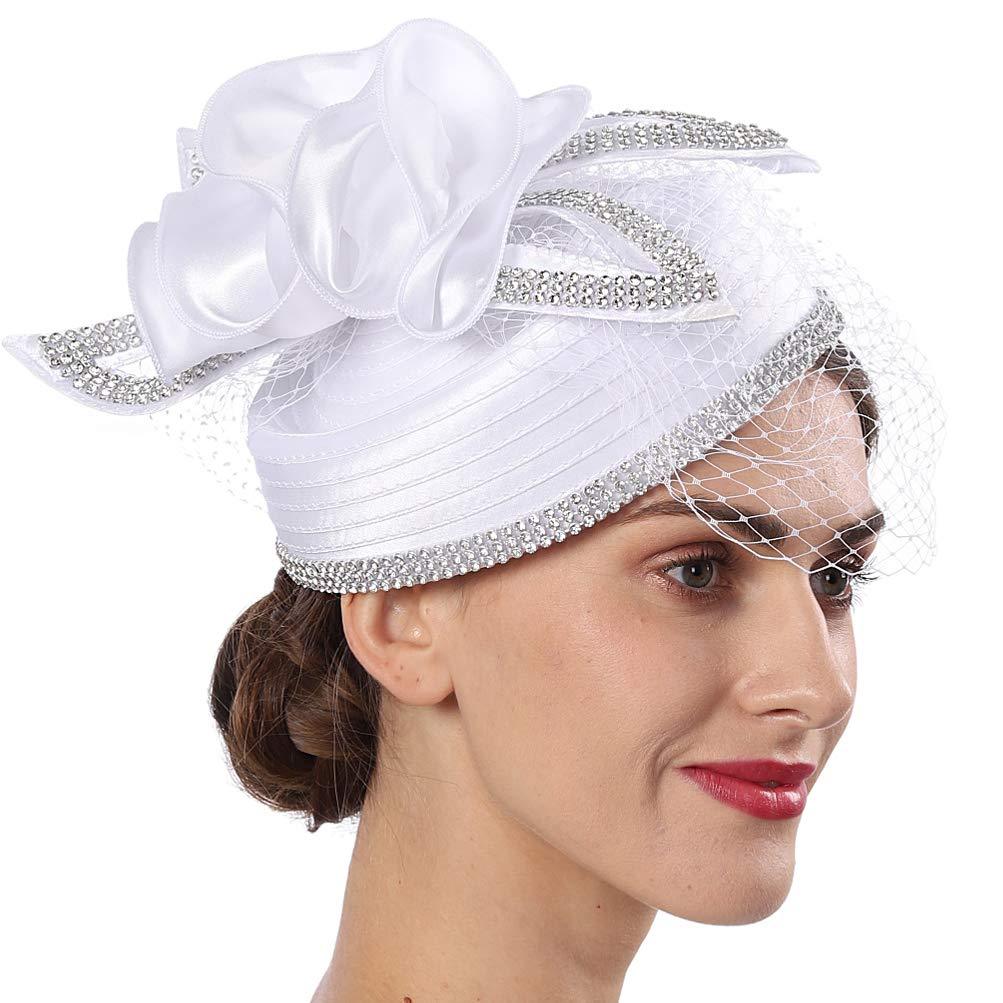 [Australia] - FORBUSITE Fascinators Hat for Women Church Tea Party Headband Kentucky Derby Wedding Cocktail Hat White 