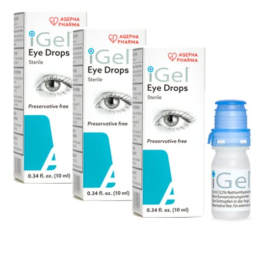 [Australia] - iGel® Moisturizing Eye Drops for Dry Itchy Eyes | Artificial Tears for Red Eyes | Lubricating Eye Drops for Contact Lenses | Hyaluronic Acid & Preservative Free Eye Drops | Made in Europe 0.34 Fl Oz (Pack of 3) 