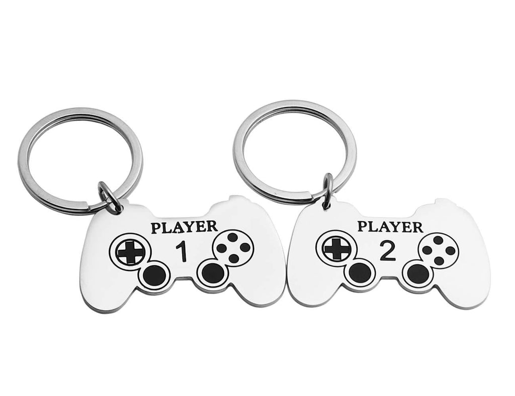 [Australia] - JINGMARUO Gamer Couples Keychain Gift Player 1 Player 2 Keyrings Set His and Her Valentines Gift Game Lover Couples Gift 