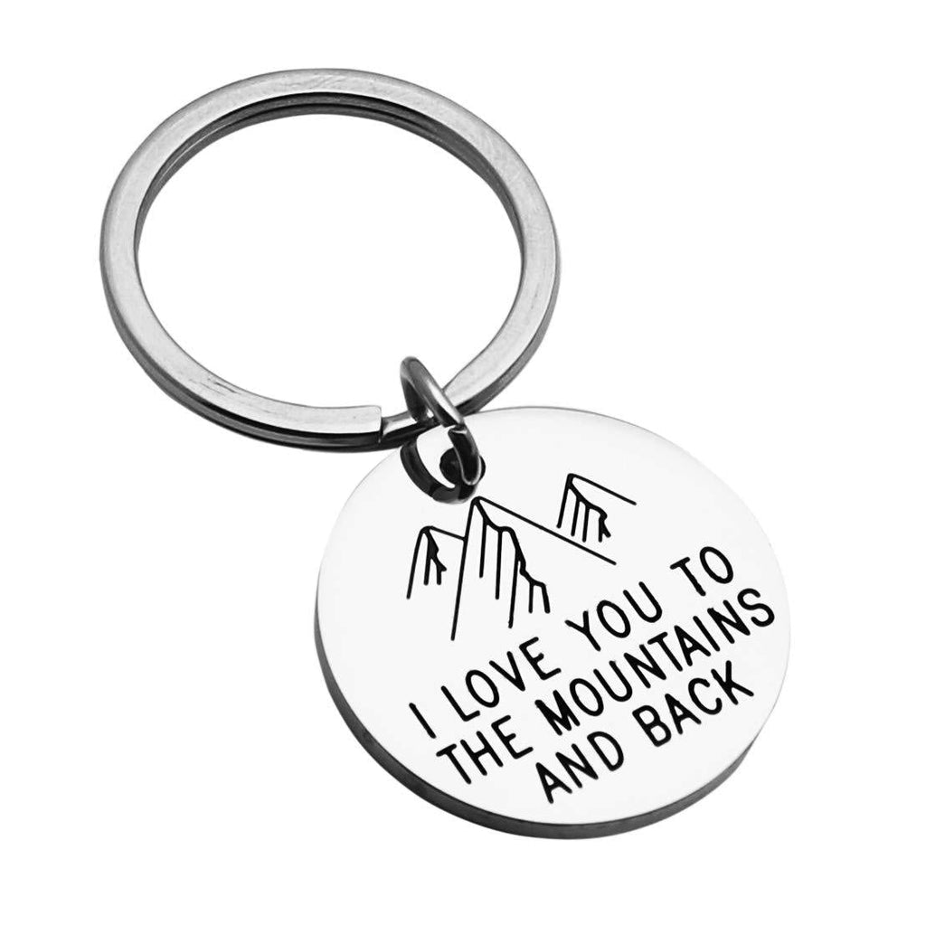 [Australia] - JINGMARUO Campfire Keychain I Love You to The Mountains and Back Adventure Keyring Funny Birthday Gift for Boyfriend Girlfriend Disc Keychain 