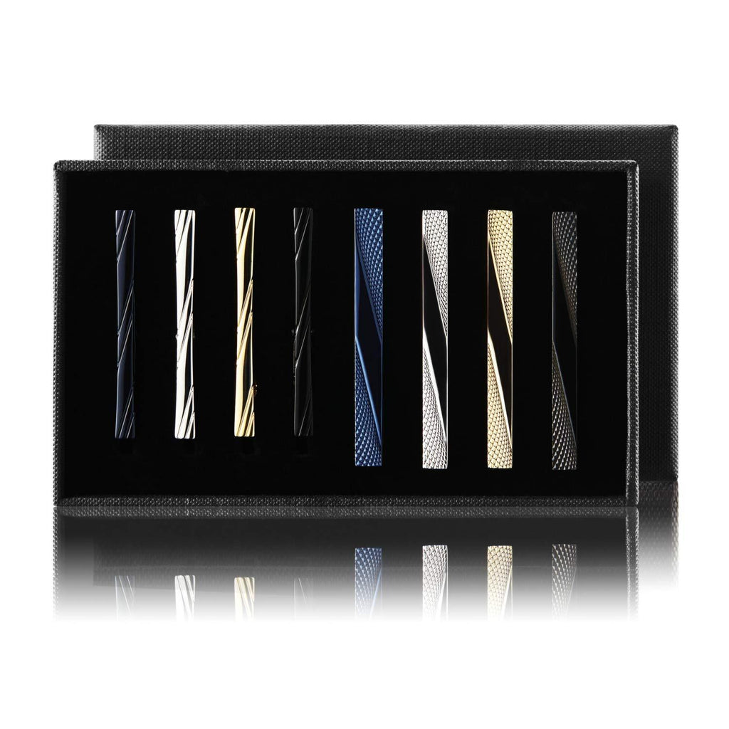 [Australia] - MOZETO Tie Clips for Men, Black Gold Blue Gray Silver Tie Bar Set for Regular Ties, Luxury Box Gift Ideas Fashion Style 