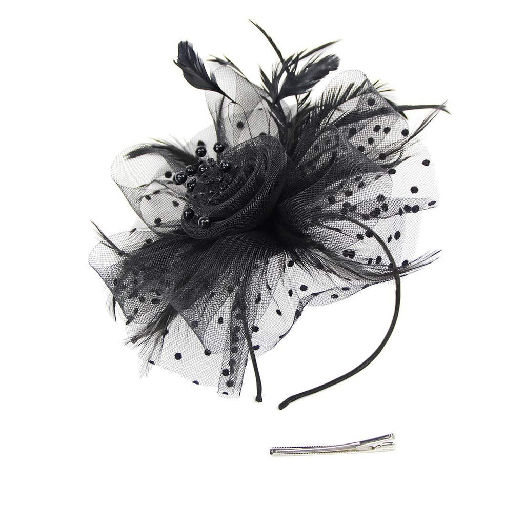 [Australia] - Fascinator Hat 20s Pillbox Hat Cocktail Tea Party Top Hat Derby Kentucky Wedding Headwear for Girls and Women Black 