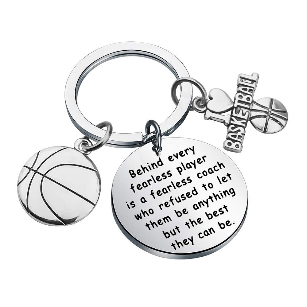 [Australia] - AKTAP Basketball Lover Gift Basketball Player Keychain Behind Every Fearless Player is A Fearless Coach Thank You Gift Basketball Gift for Coaches Team 