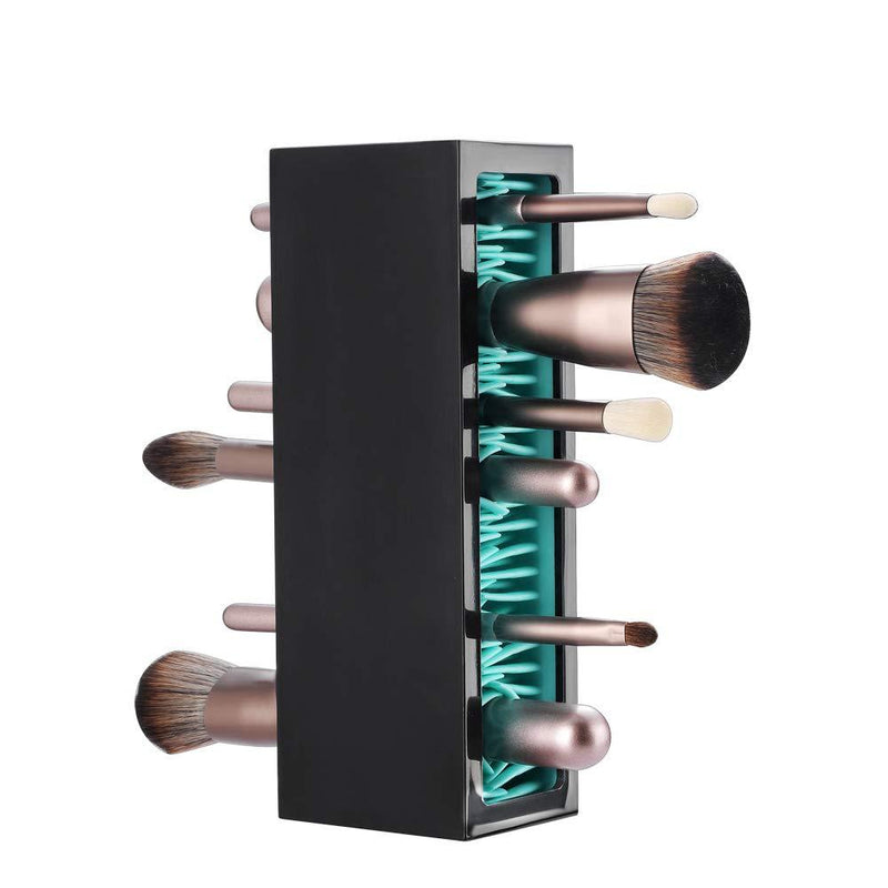 [Australia] - Makeup Brushes Holder Organizer, Silicone Vanity Air Drying Rack Display Storage for Brush, Eyeliners and More, Practical Cosmetic Tools Container by Jamend Clxp.(Blue-Black) black 