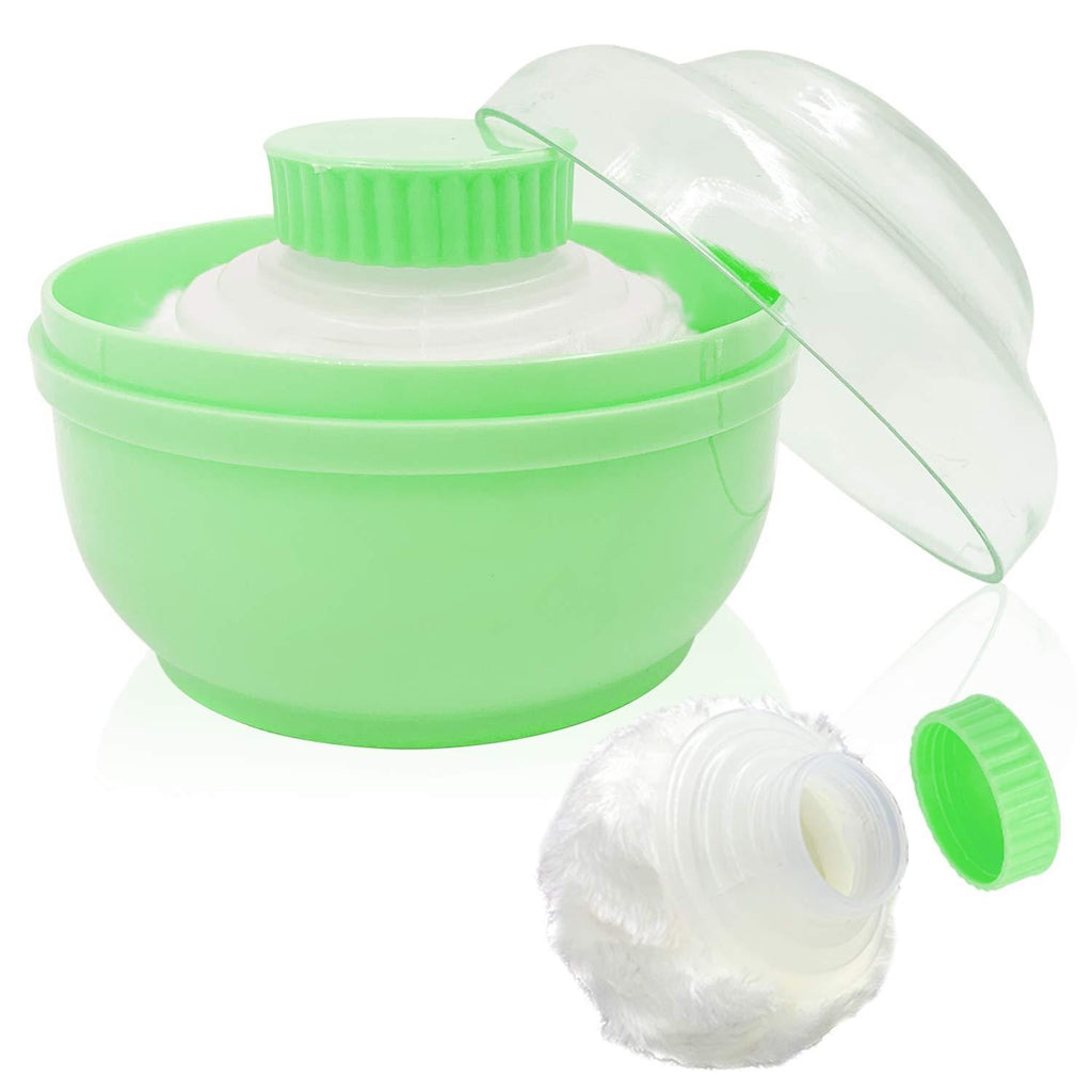 [Australia] - Storage Body Powder Container, Large 3.5" Fluffy Body After-bath Powder Case, Baby Care Face/Body Villus Powder Puff Box, Makeup Cosmetic Talcum Powder Container with Hand Holder (Green) 3.15 Inch Storage Type Green 