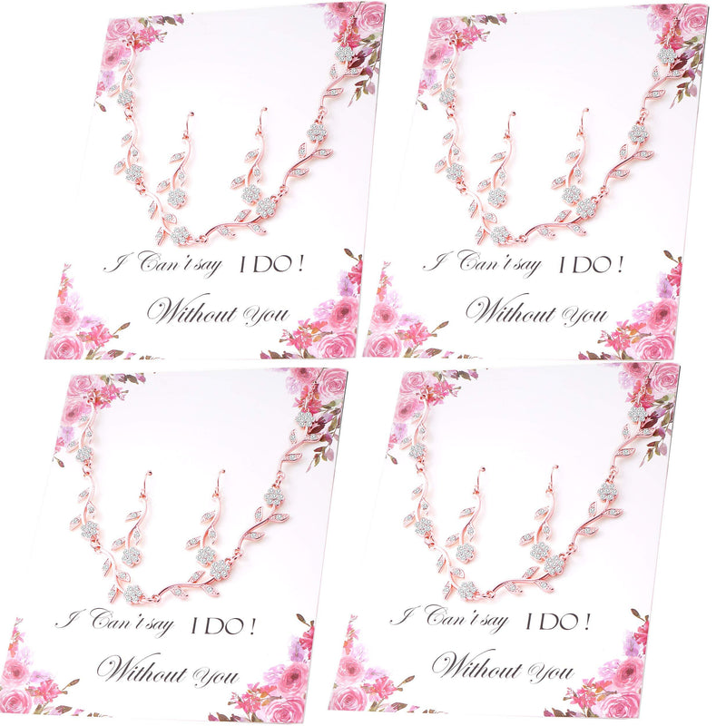 [Australia] - CONCISE ROYAL 3 4 6 7 8 Sets Briedesmaid Jewelry Set for Wedding,Bridesmaid Necklace Earrings Set of 3 4 6 7 8 for Bachelorette Party Shower Party Gifts for Guests Friends 4 Sets Rose Gold 