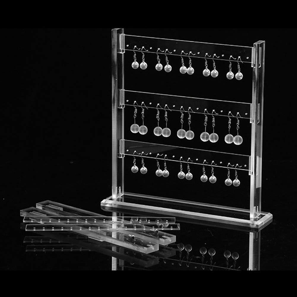 [Australia] - Acrylic Earring Holder Organizer 3 Tier 48 Holes Jewelry Display Stand Transparent Home Storage Decor Clear for Earrings Ear Studs Women Girls Gallery Store Exhibit Presentation, 9.4x2.2x9.4in 3-layers Earring Display Stands 