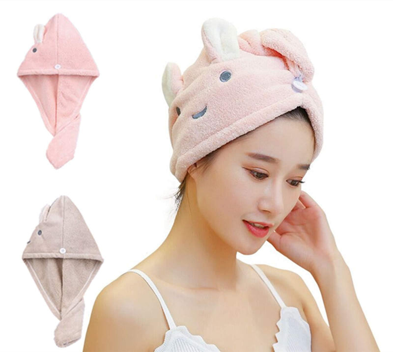 [Australia] - Microfiber Hair Towels Super Absorbent Hair Drying Towel Turban for Women and Girls Quick Magic Hair Dry Hat Hair Towel Wrap Bathing Wrapped Cap 2 Packs (Pink+Khakis) Pink+khakis 