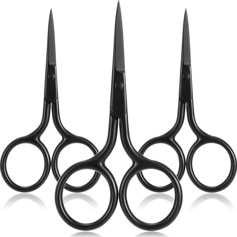 [Australia] - 3 Pack Nose Hair Scissors Facial Hair Scissors Small Scissors Stainless Steel Straight Tip Scissor for Eyebrows, Nose, Moustache, Beard (Black) Black 