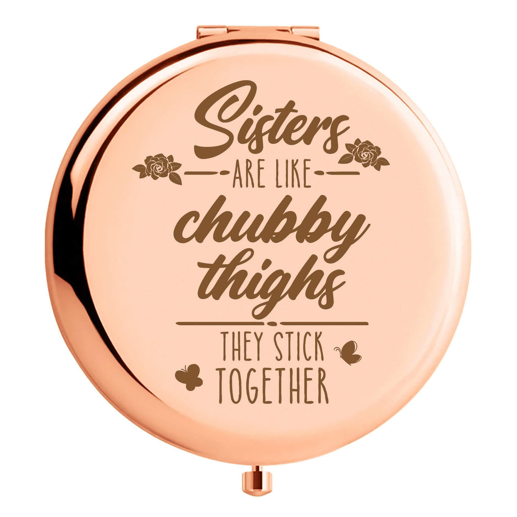 [Australia] - WIEZO-USA Funny Sister Gifts, Sisters are Like Chubby Thighs They Stick Together, Birthday Gifts Sister, Rose Gold Mirror Gift 
