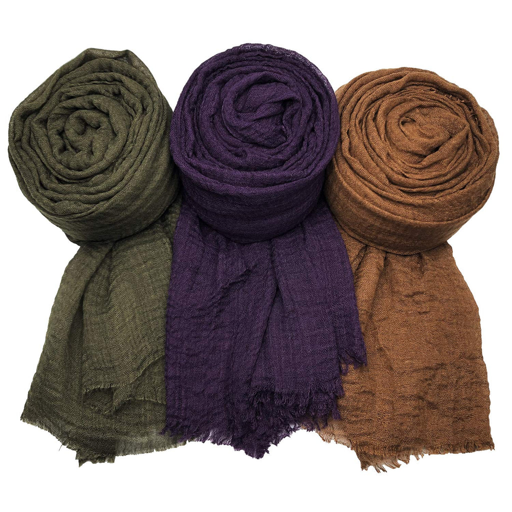 [Australia] - MANSHU 3 PCS Women Soft Scarf Shawl Long Scarf. Army Green, Dark Purple, Dark Brown 