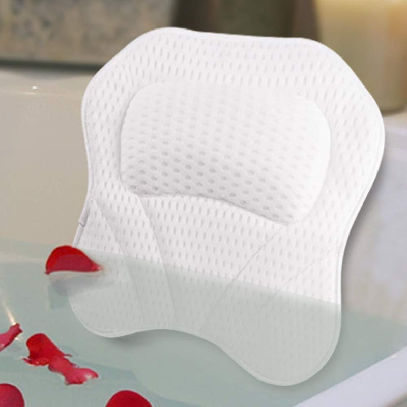 [Australia] - Bath Pillow Spa Bathtub Pillows Tub Cushion Head, Neck, Shoulder and Back Support Rest with 6 NonSlip Strong Suction Cups Home Bathing Relaxation 4D Mesh Material Gifts 