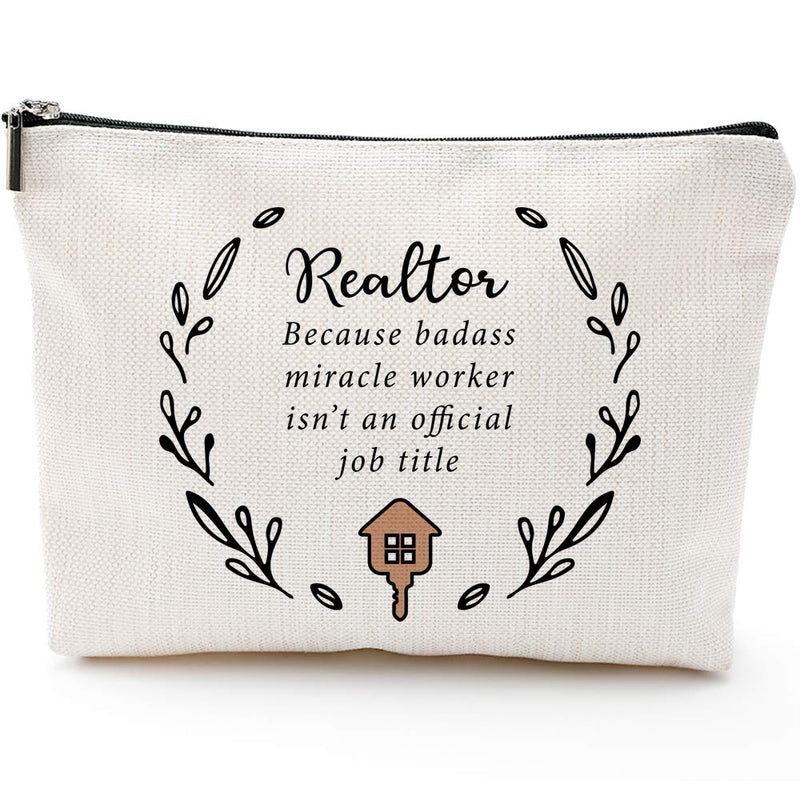 [Australia] - Realtor GIfts for Women- Makeup Bag Gifts, Realtor Miracle Worker Job Title Real Estate Agent Novelty Makeup Bag, Gift Idea For Men Women Co-workers 