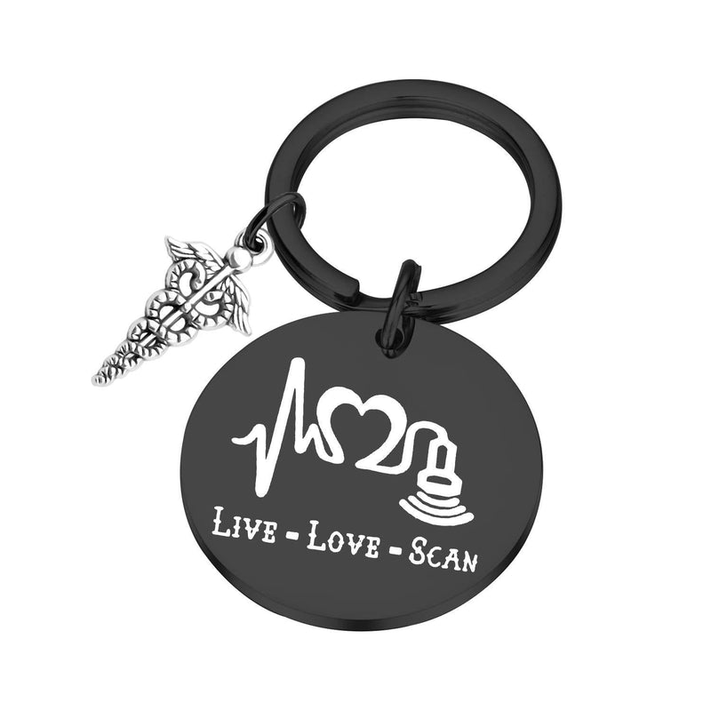 [Australia] - Lywjyb Birdgot Radiologist Gift Radiology Student Gift Sonographer Gifts Live Love Scan Keychain Gift for Ultrasound Tech X Ray Technician Gift Live Love Scan Black 