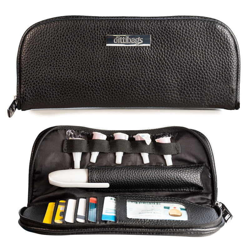 [Australia] - Dittibags Diabetes Travel Case - Insulin Pen Case and Wallet for Daily Essentials - Holds One Pen, Five Pen Tips, Photo ID, and Credit Cards with Two Additional Pockets! (Black) Black 