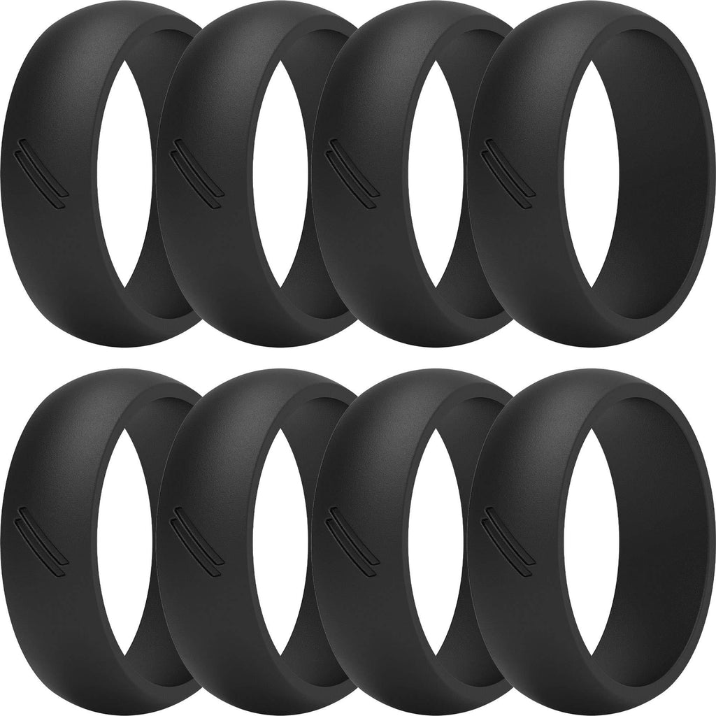 [Australia] - ThunderFit Silicone Wedding Ring for Men, Rubber Wedding Band - Width 8.7mm - Thickness 2.5mm 8 Black rings 6.5 - 7 (17.3mm) 