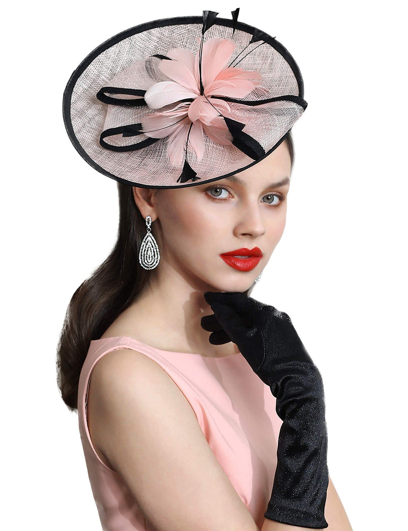 [Australia] - BABEYOND Tea Party Fascinator Kentucky Derby Hat Fascinator Cocktail Pillbox Hat Headband Pink 